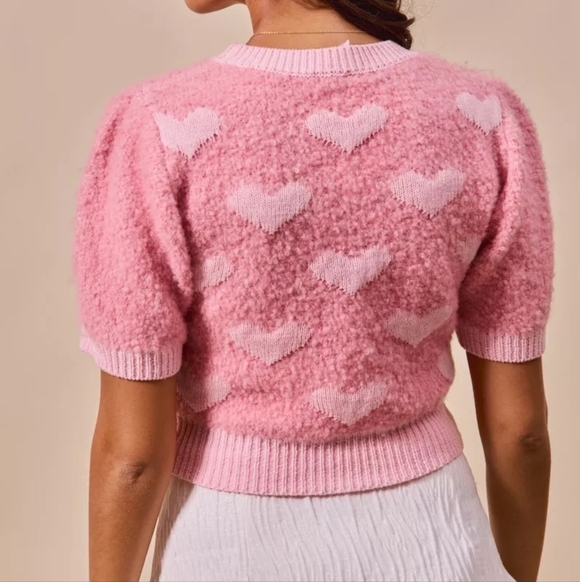 So Me Pink Knit Sweater with Heart Design - Picture 3 of 4